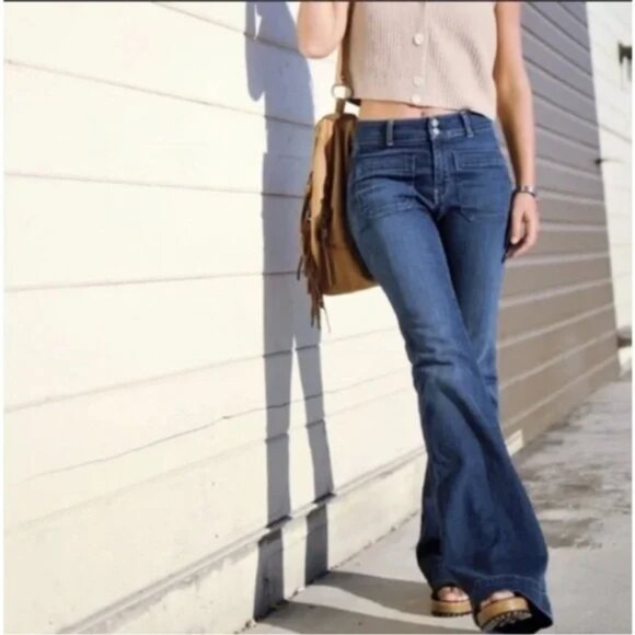 Anthropologie Holding Horses Flare Jeans Bell Bottom 70s Vibe High Waist size 29 - Picture 3 of 13